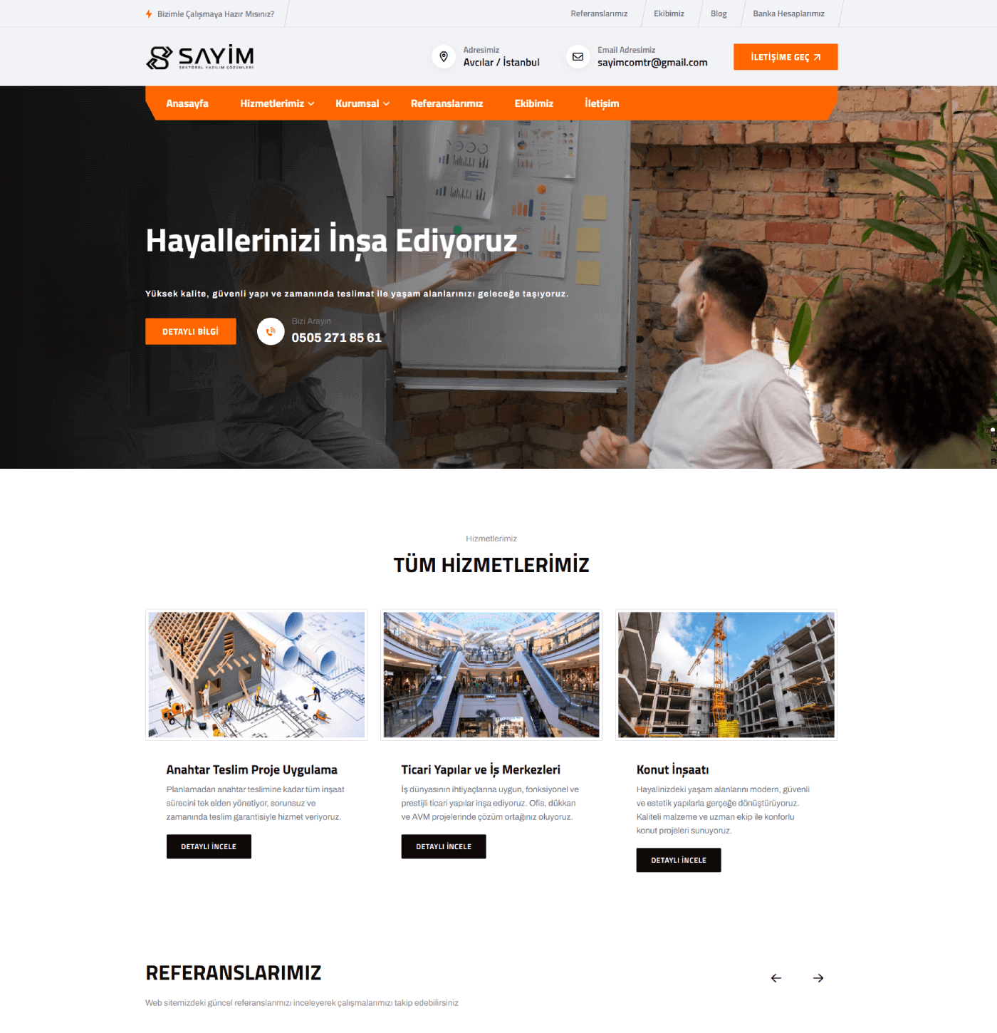 İnşaat Temalı Kurumsal Web Site Yazılımı | Ajansfy.com