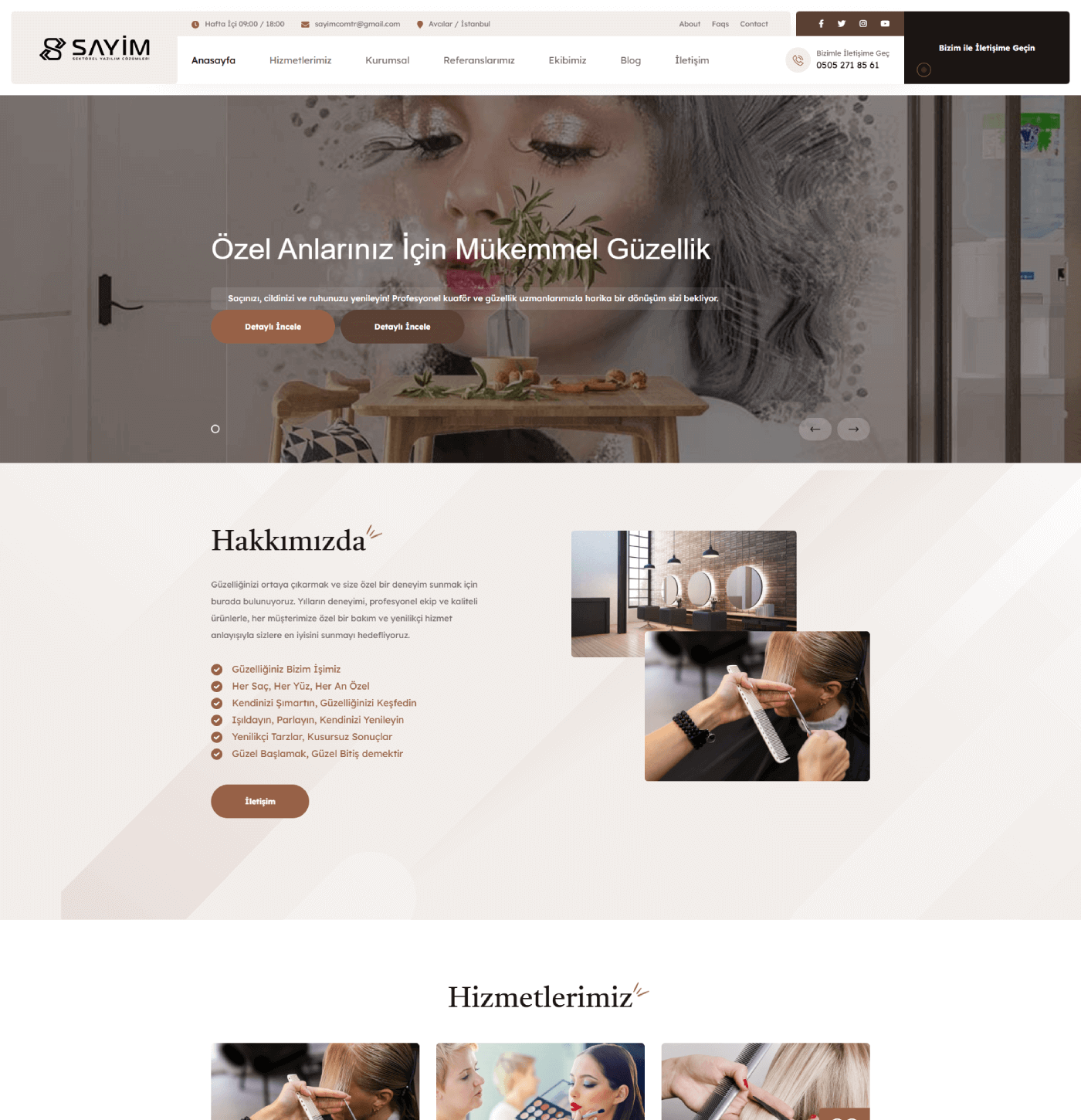 Kuaför Temalı Kurumsal Yazılım | Ajansfy.com