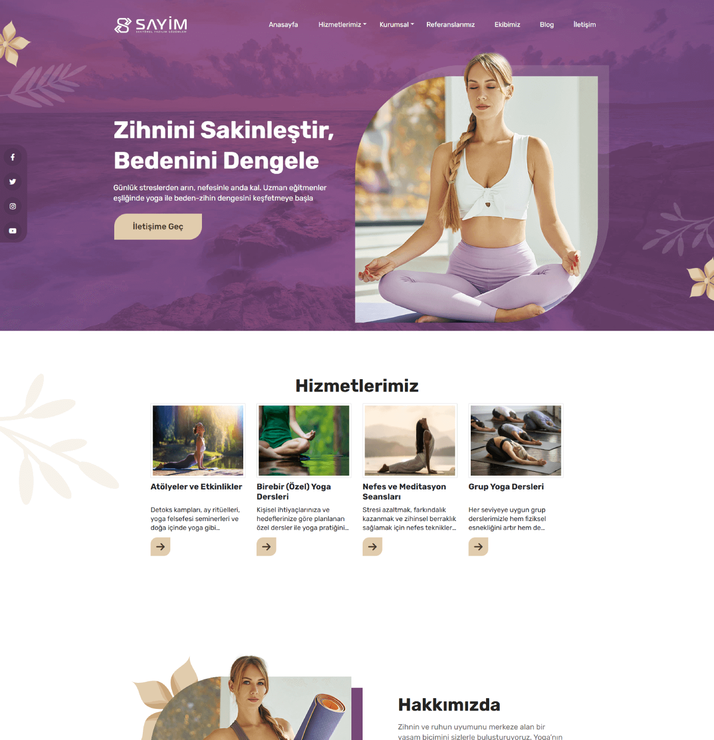 Yoga Eğitimi Temalı Kurumsal Web Site Yazılımı | Ajansfy.com