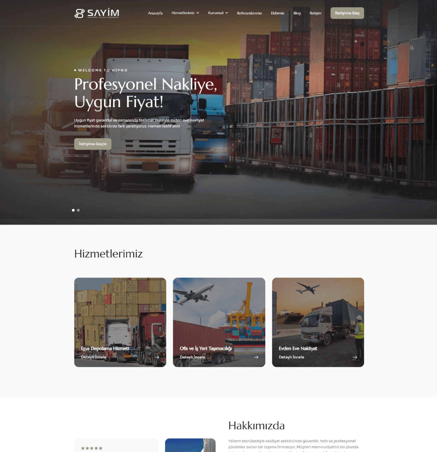 Nakliyat Temalı Kurumsal Web Site Yazılımı | Ajansfy.com